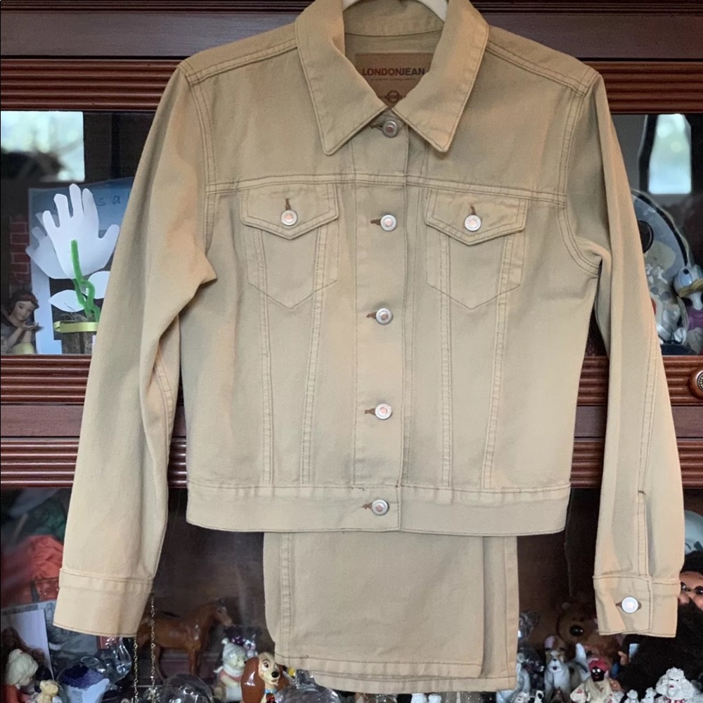 NWOT vintage London jean denim set size 4 beige